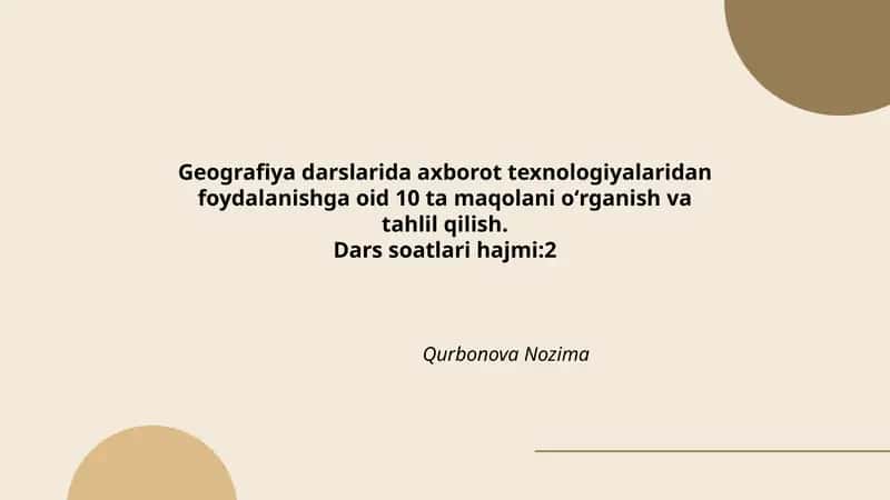 Geografiya darslarida axborot texnologiyalari