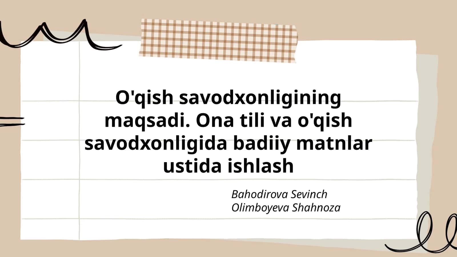 O'qish savodxonligining maqsadi