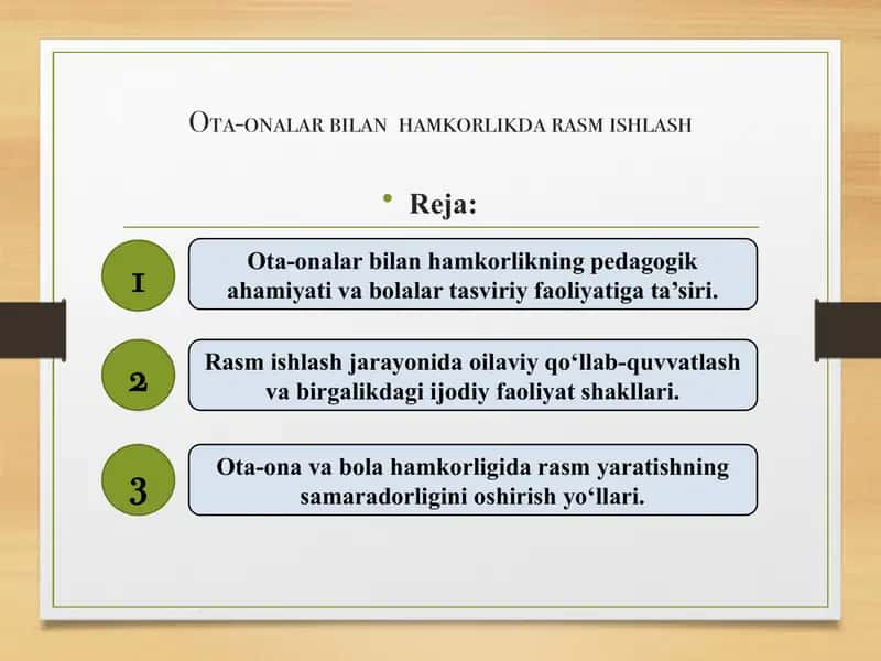 Ota-onalar bilan hamkorlikda rasm ishlash