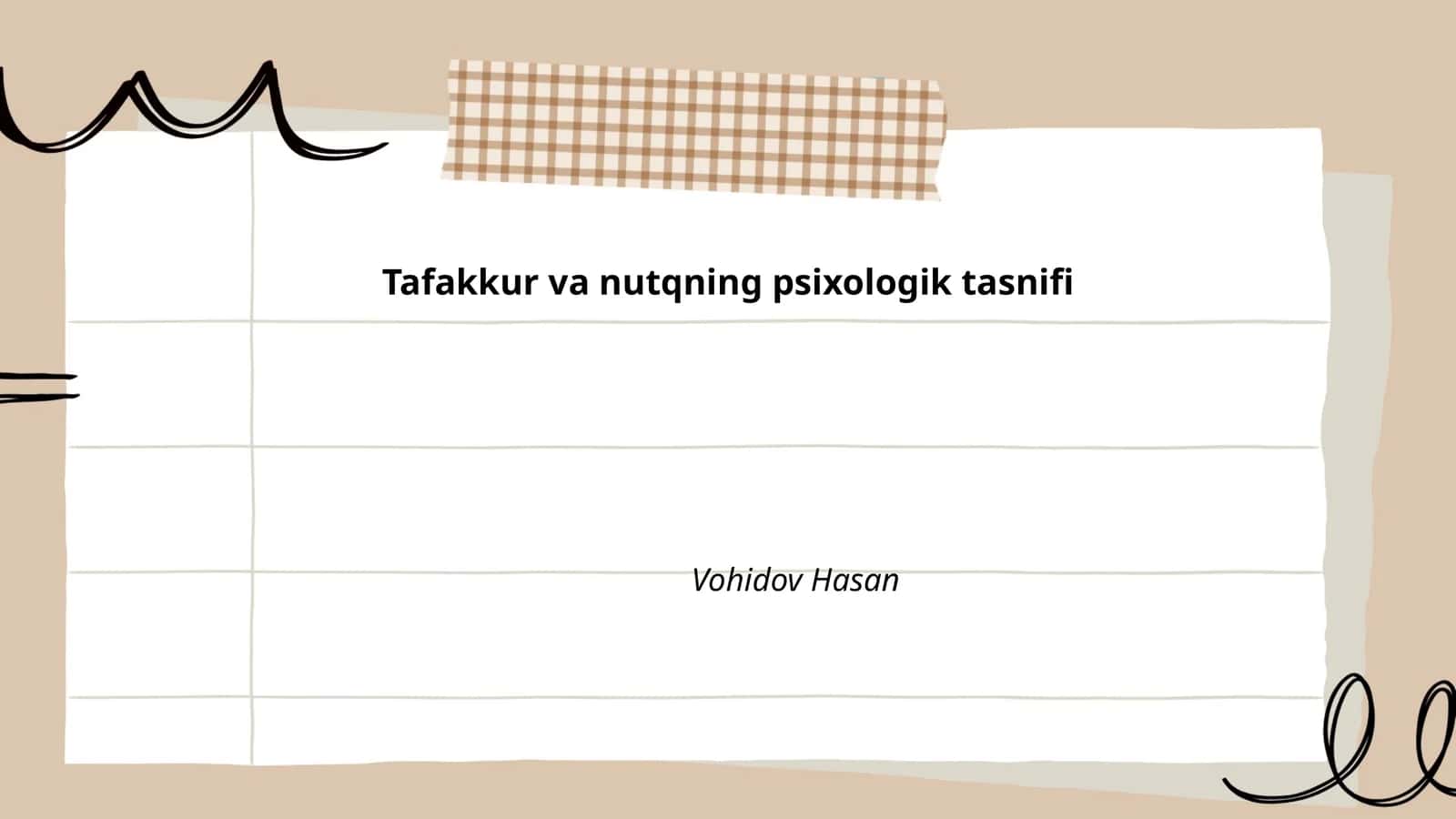 Tafakkur va nutqning psixologik tasnifi