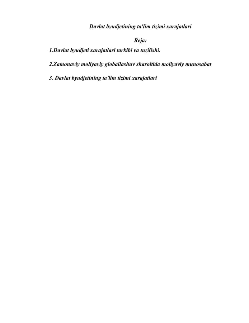 Davlat byudjetining ta'lim tizimi xarajatlari