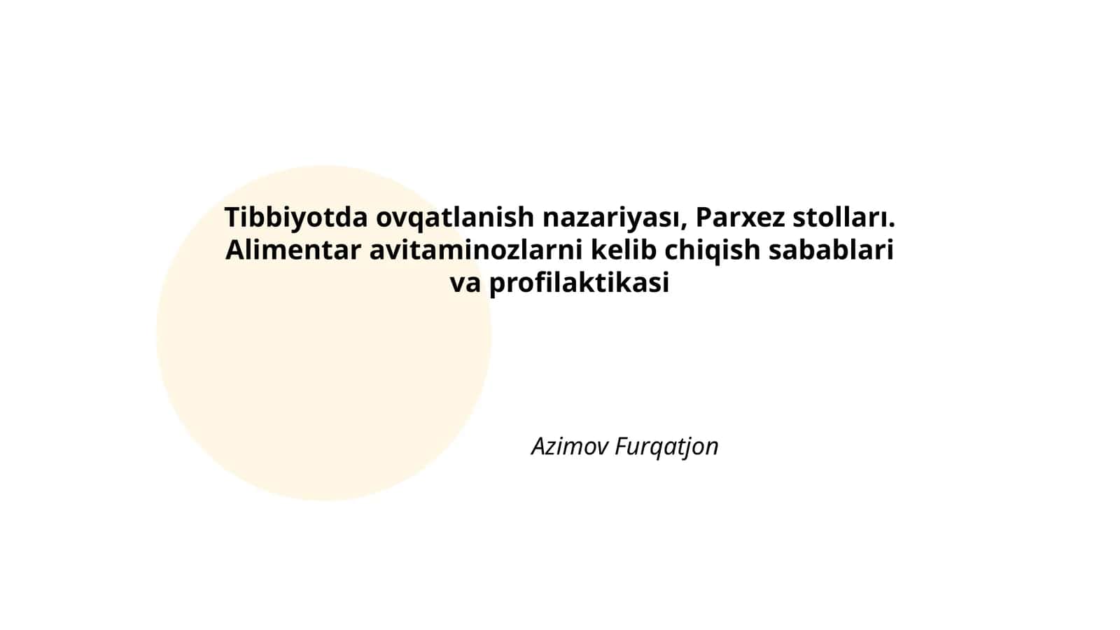 Tibbiyotda ovqatlanish nazariyası