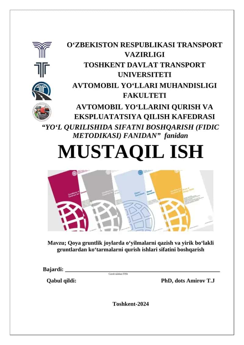 Qoya gruntlik joylarda o‘yilmalarni qazish va yirik bo‘lakli gruntlardan ko‘tarmalarni qurish ishlari sifatini boshqarish