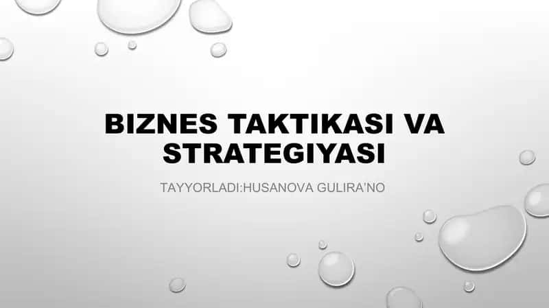 Biznes Taktikasi va Strategiyasi