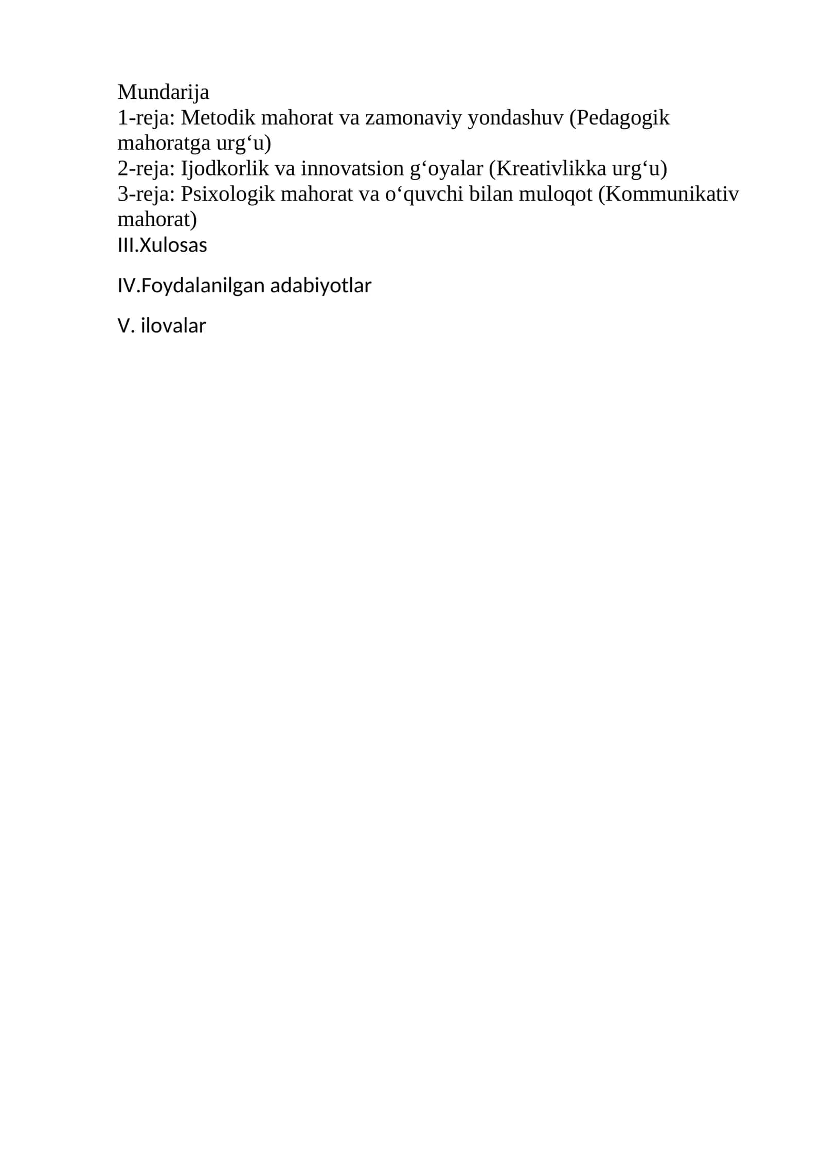 Metodik mahorat va zamonaviy yondashuv (Pedagogik mahoratga urgʻu)