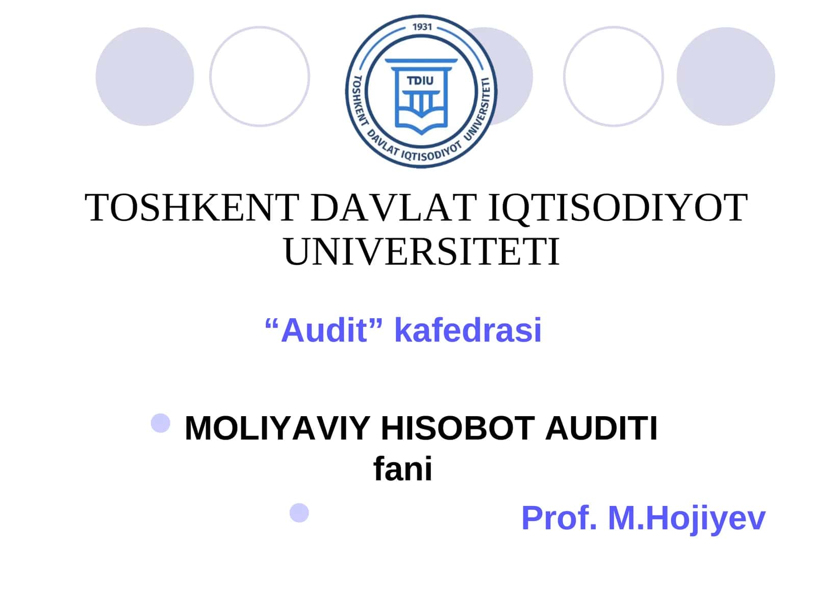 MOLIYAVIY HISOBOT AUDITIfani