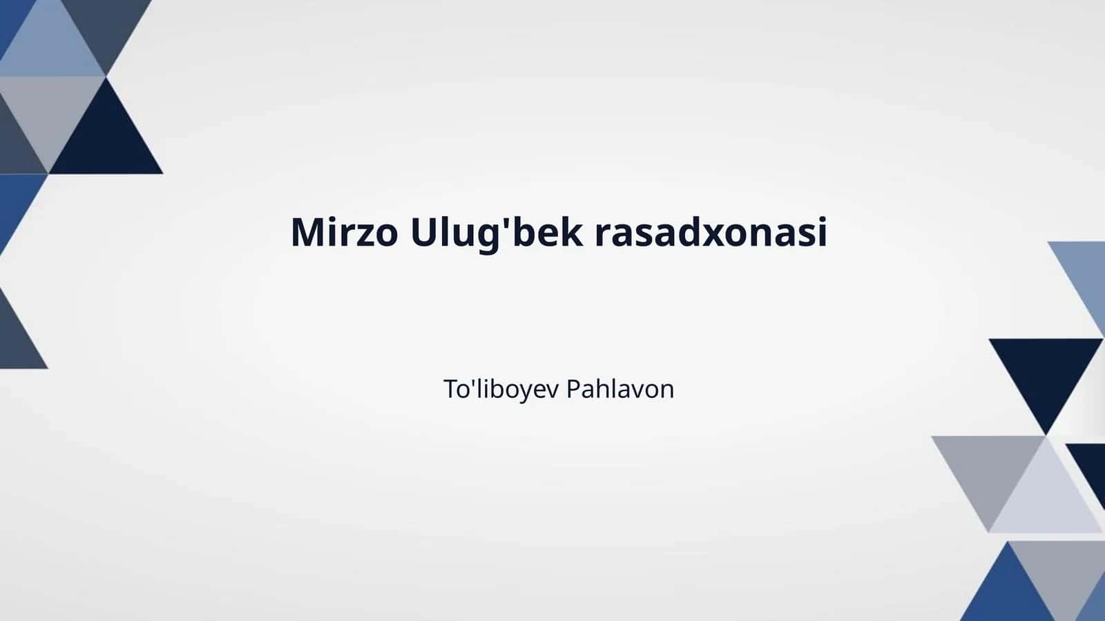 Mirzo Ulug'bek rasadxonasi