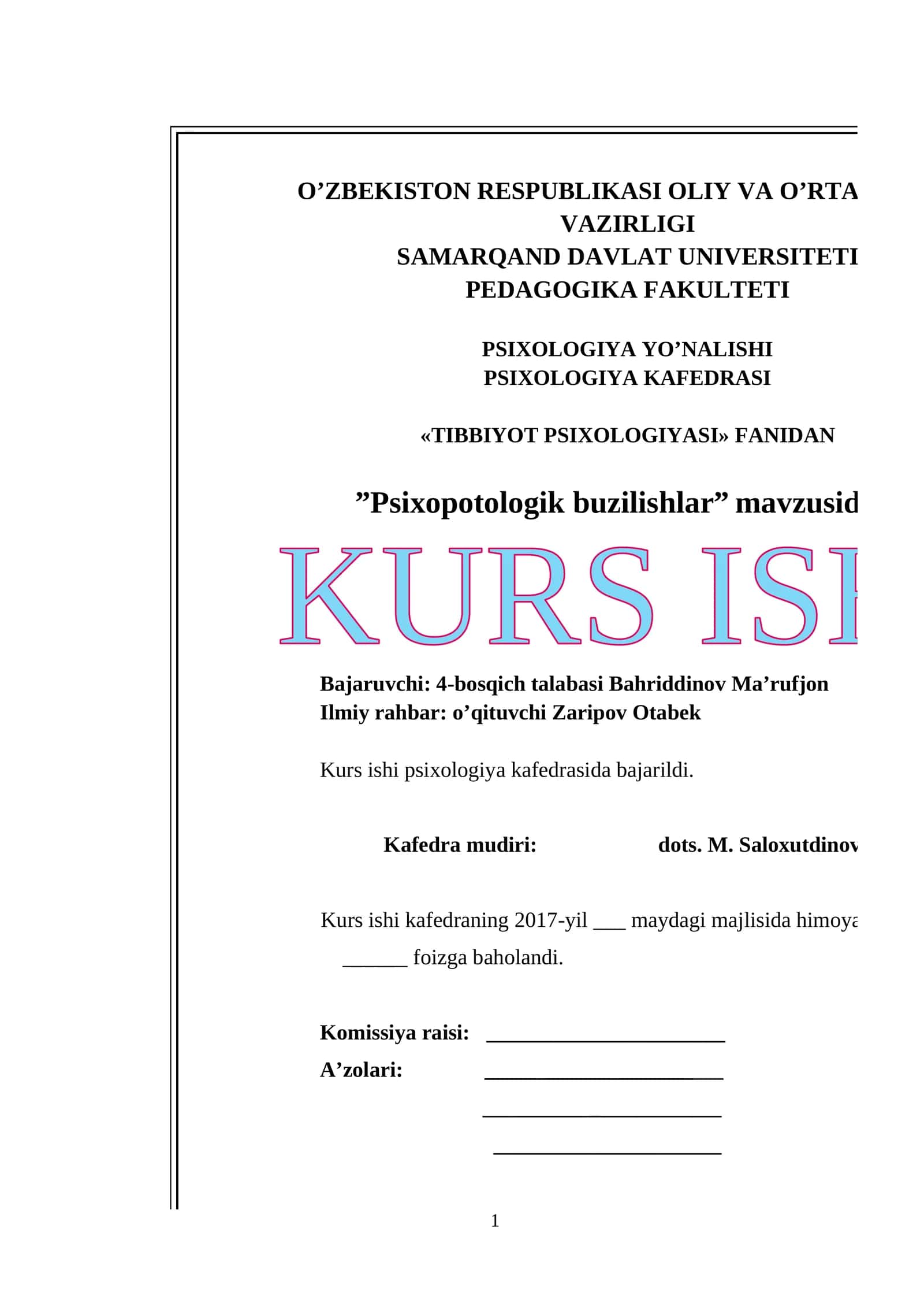 Psixopotologik buzilishlar