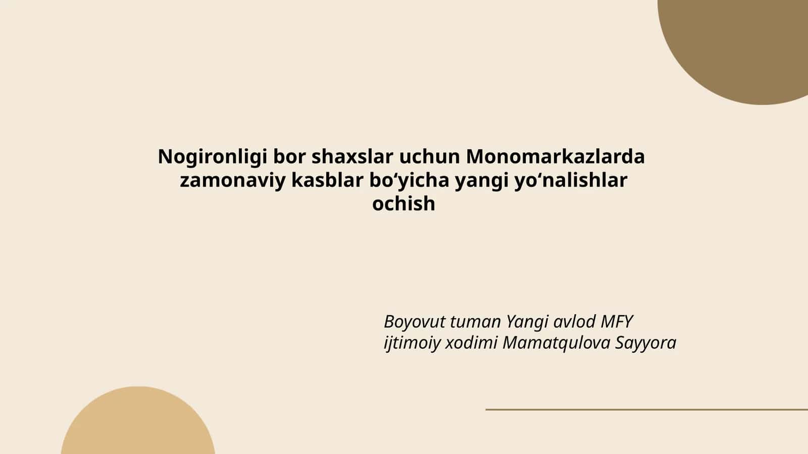 Monomarkazlarda zamonaviy kasblar boʻyicha yangi yoʻnalishlar ochish