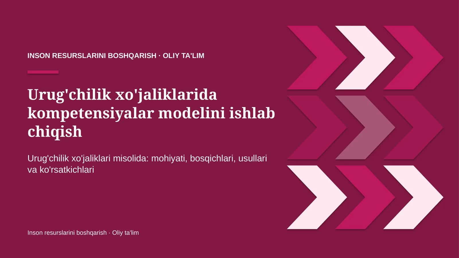Urug'chilik xo'jaliklarida kompetensiyalar modelini ishlab chiqish