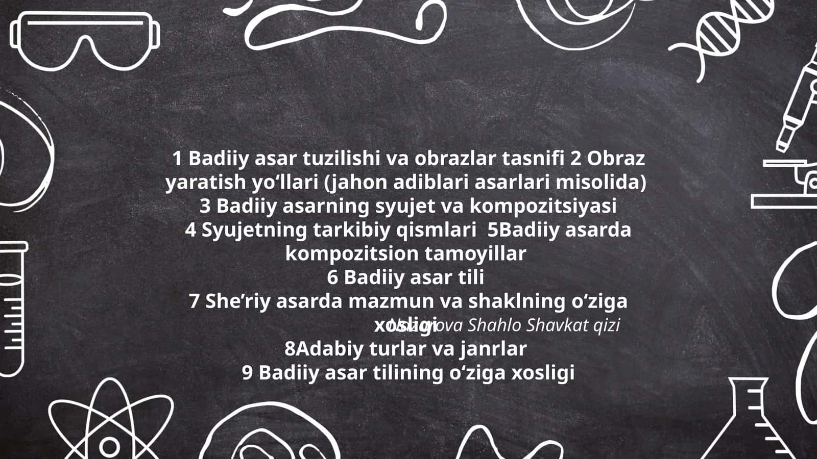 Badiiy asar tuzilishi va obrazlar tasnifi