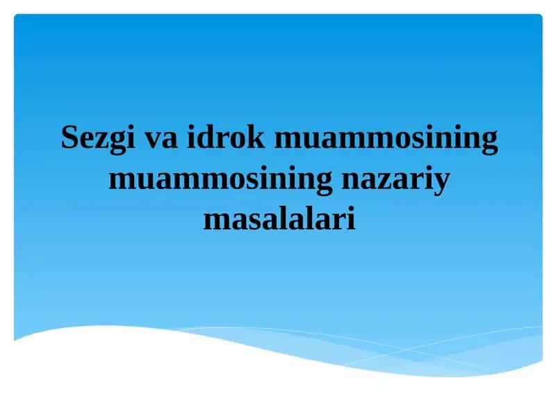Sezgivaidrokmuammosiningmuammosiningnazariymasalalari