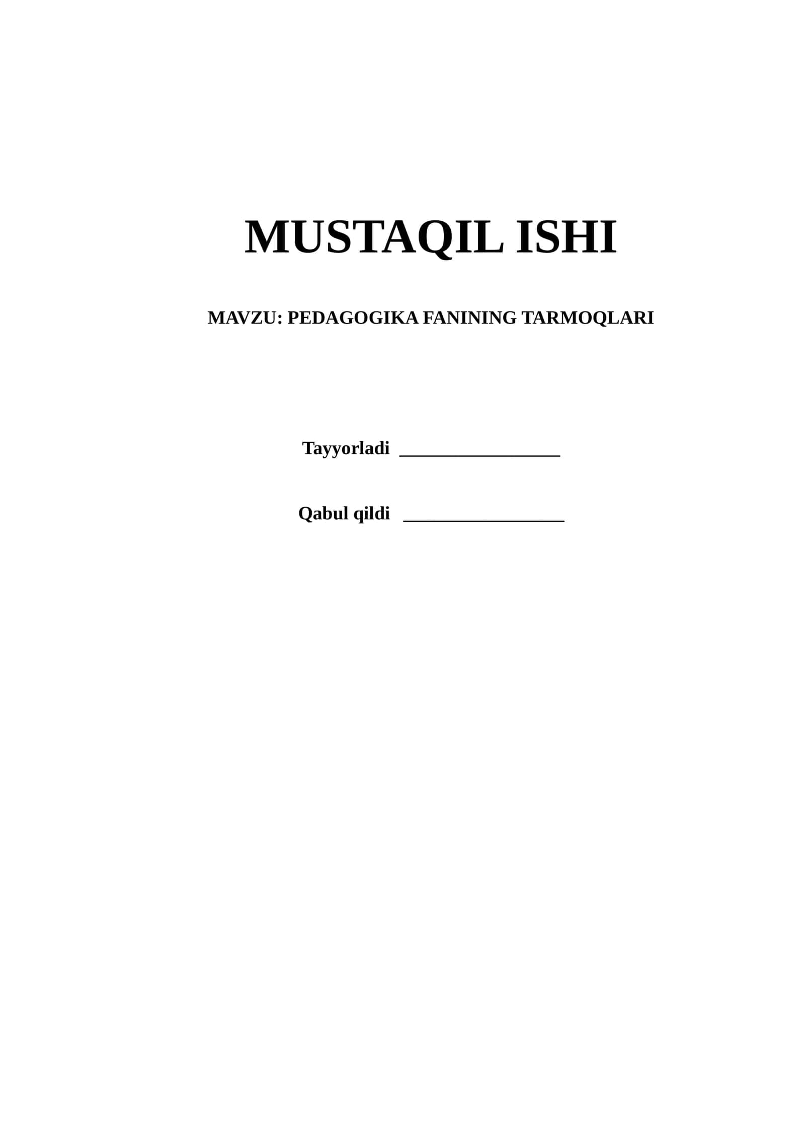 PEDAGOGIKA FANINING TARMOQLARI