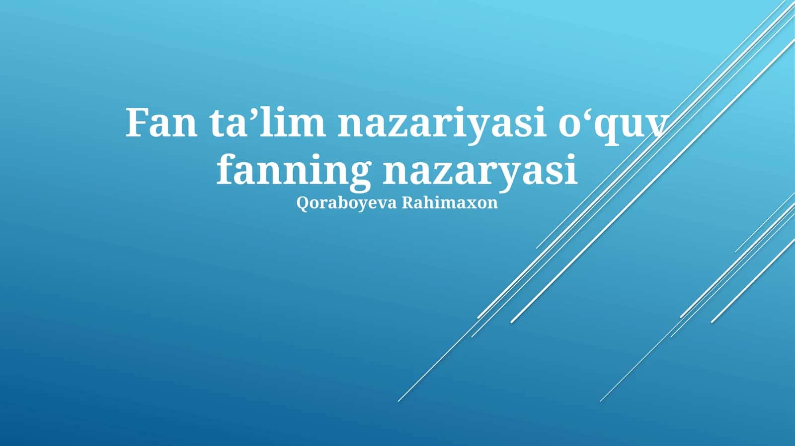 Fan Taʼlim Nazariyasi