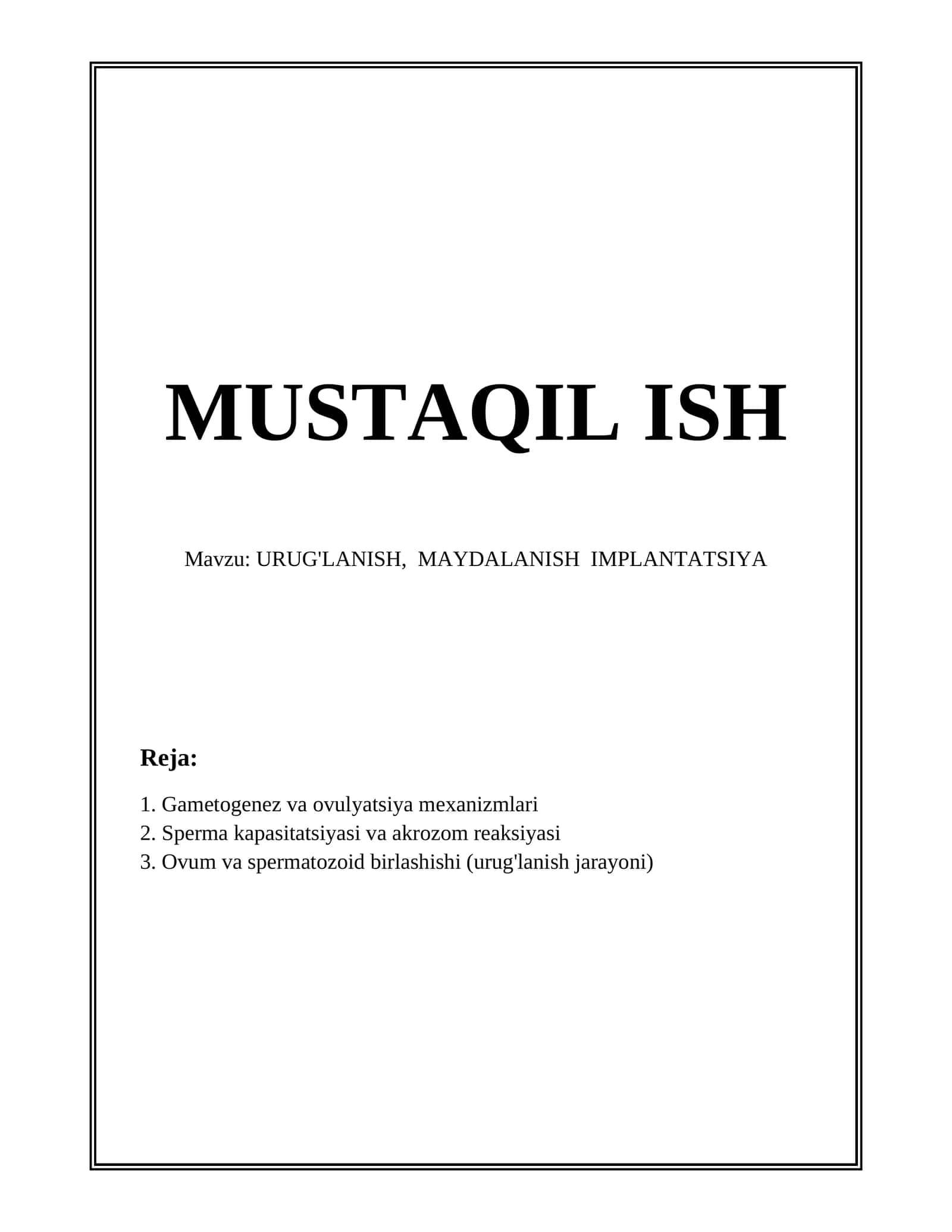 URUG'LANISH, MAYDALANISH IMPLANTATSIYA