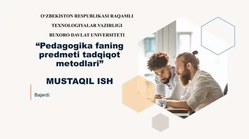 Pedagogika faning predmeti tadqiqot metodlari