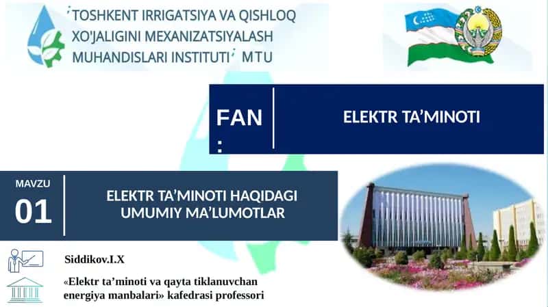 Elektrta’minoti va qayta tiklanuvchanenergiyamanbalari