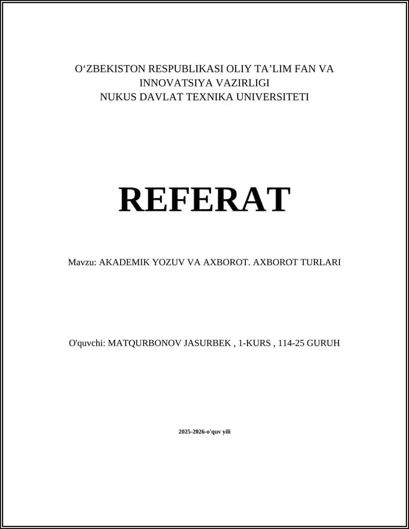 AKADEMIK YOZUV VA AXBOROT