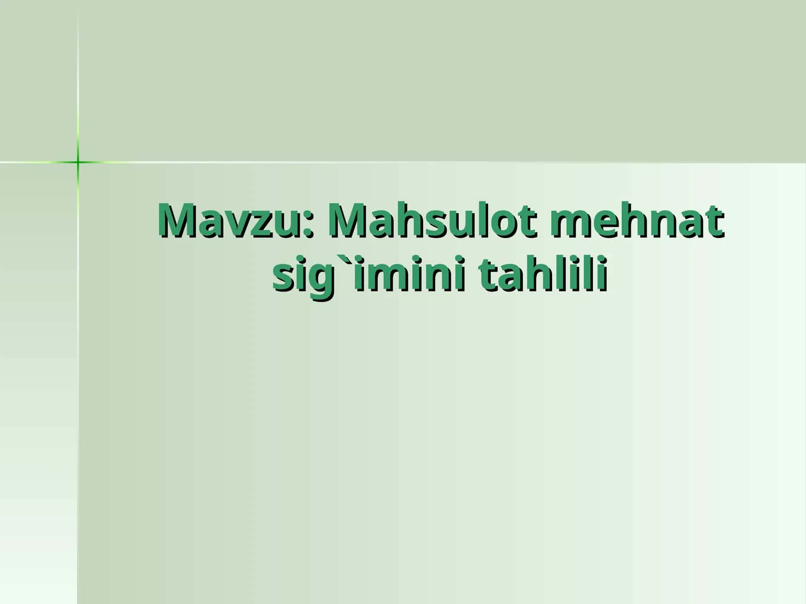 Mahsulot mehnat sig`imini tahlili
