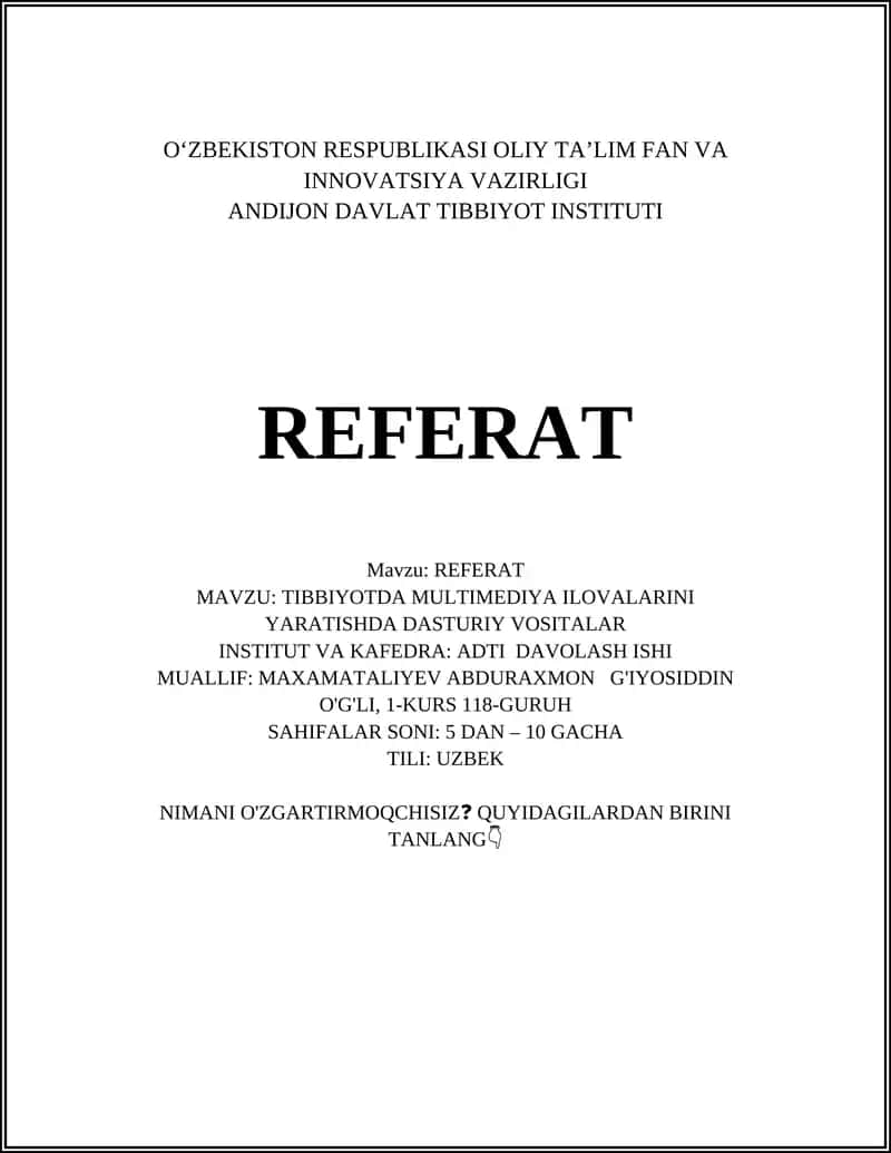 Tibbiyotda Multimediya Ilovalarini Yaratishda Dasturiy Vositalar