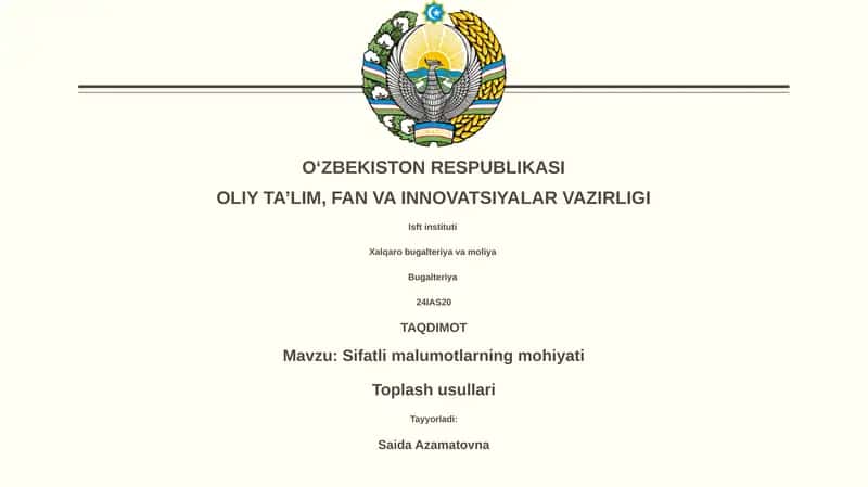 Sifatli malumotlarning mohiyati