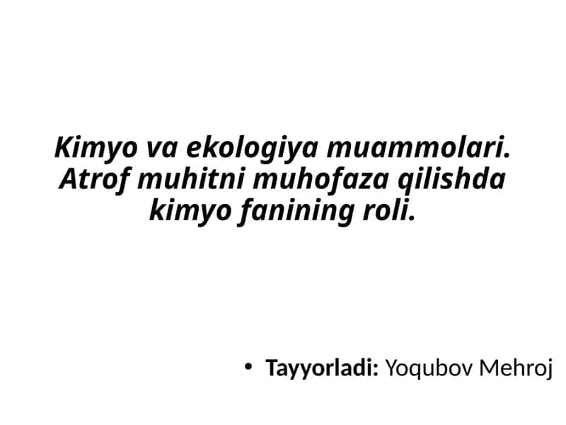 Kimyovaekologiyamuammolari