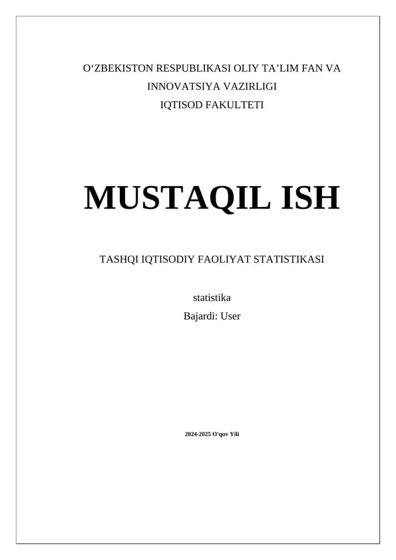 Tashqi iqtisodiy faoliyat statistikasi