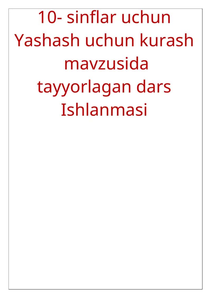 Yashash uchun kurash