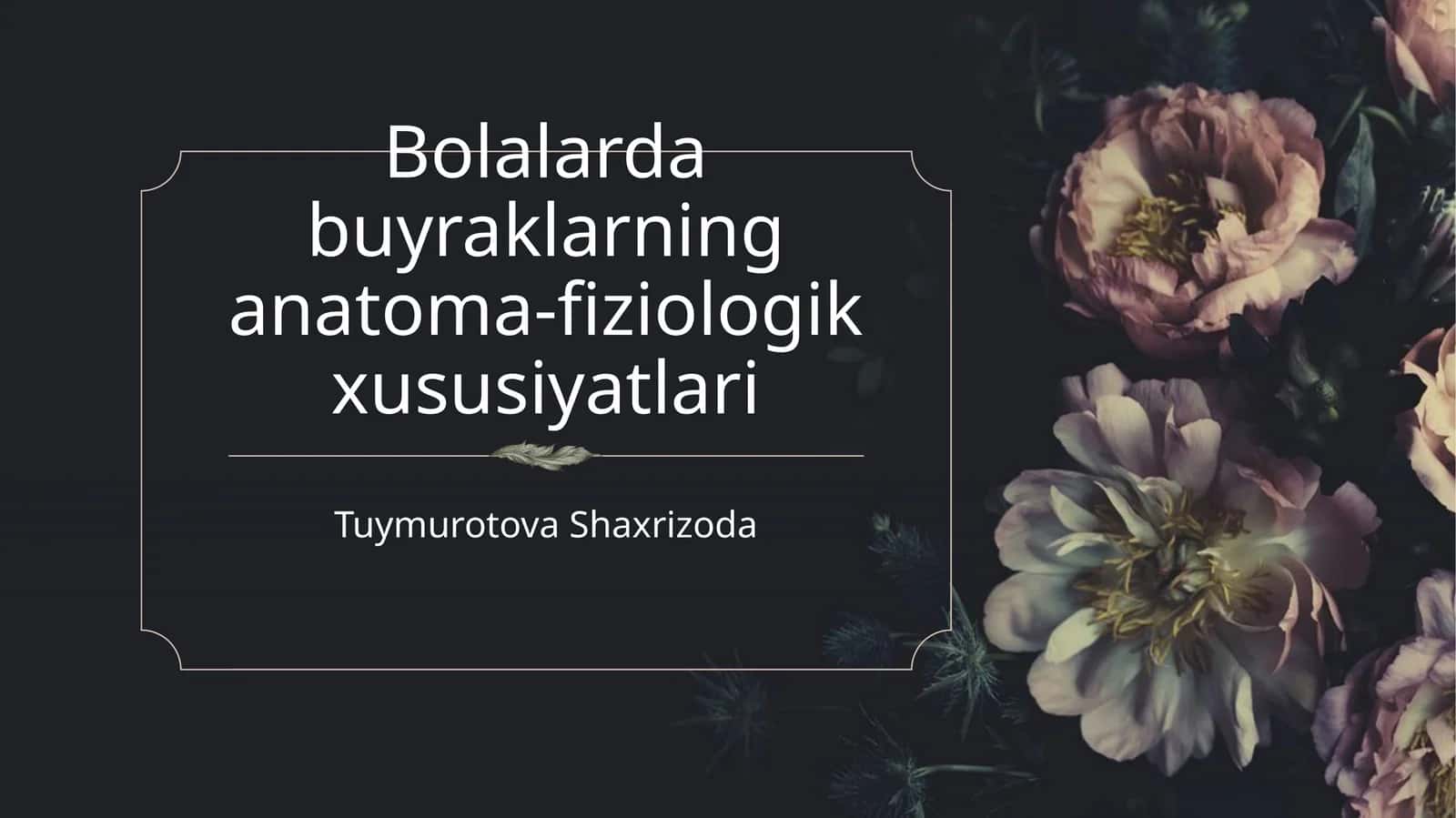 Bolalarda buyrak anatoma fiziologik xususiyatlari