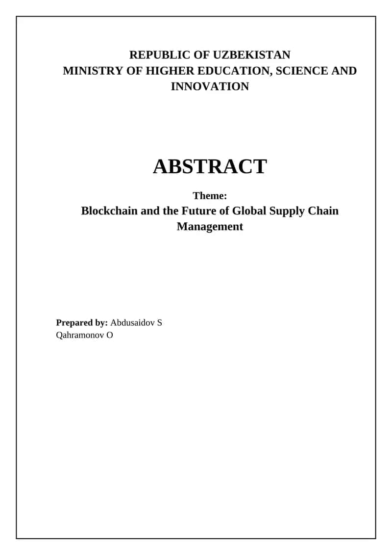Blockchain and the Future of Global Supply Chain Management