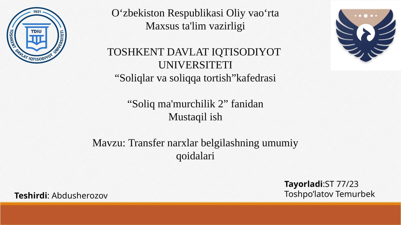Transfer narxlar belgilashning umumiy qoidalari