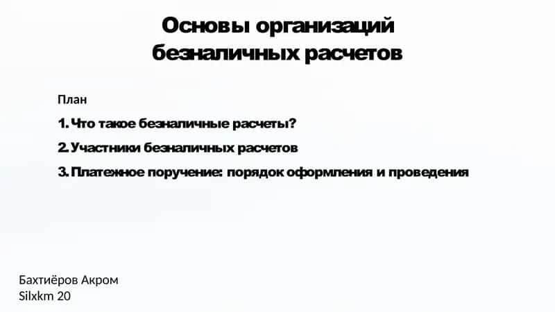 Основы организации безналичных расчетов