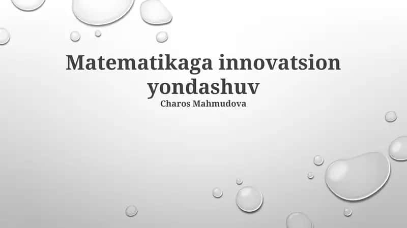 Matematikaga innovatsion yondashuv