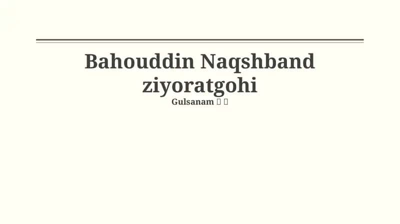 Bahouddin Naqshband ziyoratgohi