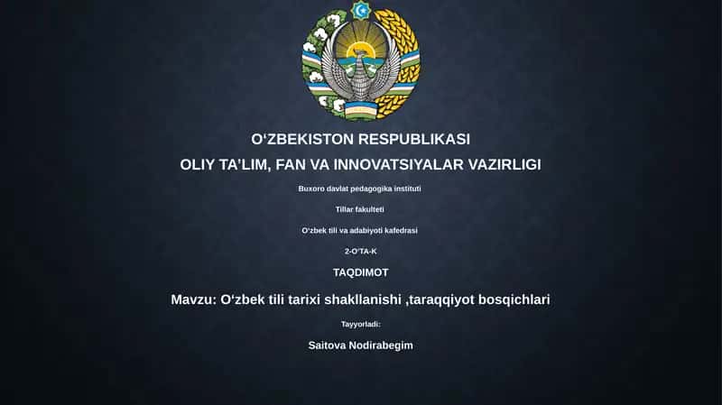 Oʻzbek tili tarixi shakllanishi, taraqqiyot bosqichlari