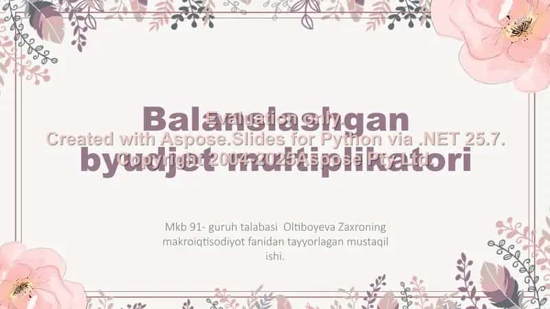 Balanslashgan byudjet multiplikatori