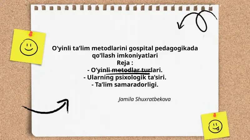 O‘yinli ta’lim metodlarini gospital pedagogikada qo‘llash imkoniyatlari