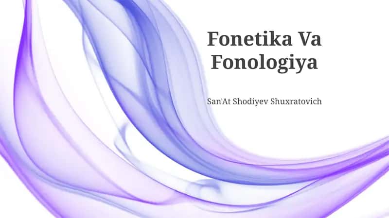Fonetika Va Fonologiya