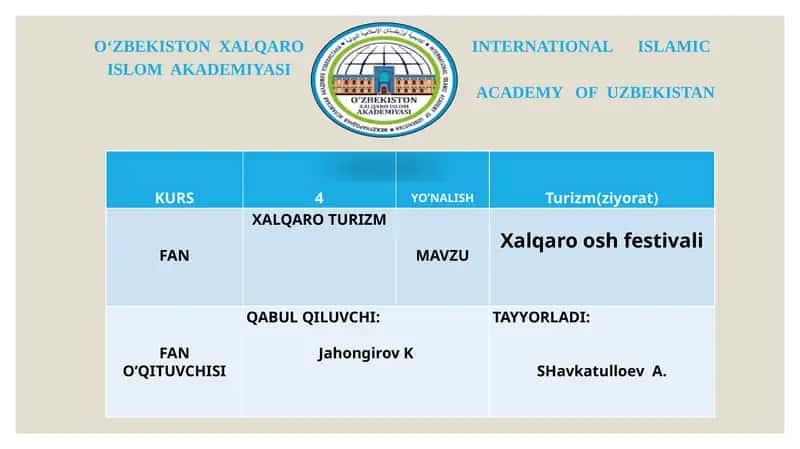 XALQARO OSH FESTIVALI.