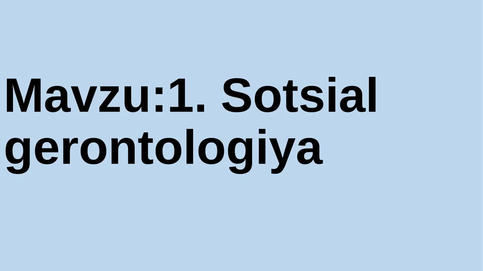Sotsialgerontologiya
