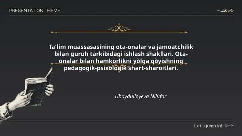 Ta'lim muassasasining ota-onalar va jamoatchilik bilan guruh tarkibidagi ishlash shakllari