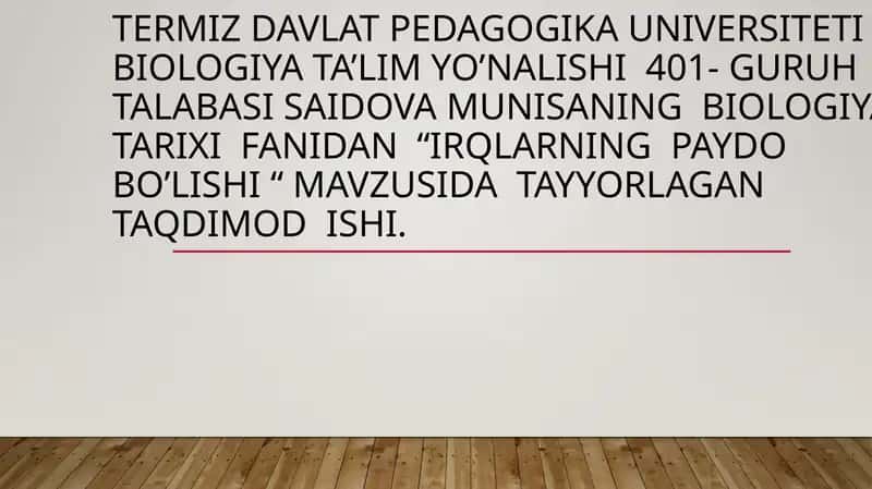 Irqlarning paydo bo'lishi