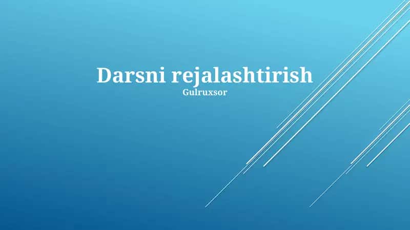 Darsni rejalashtirish