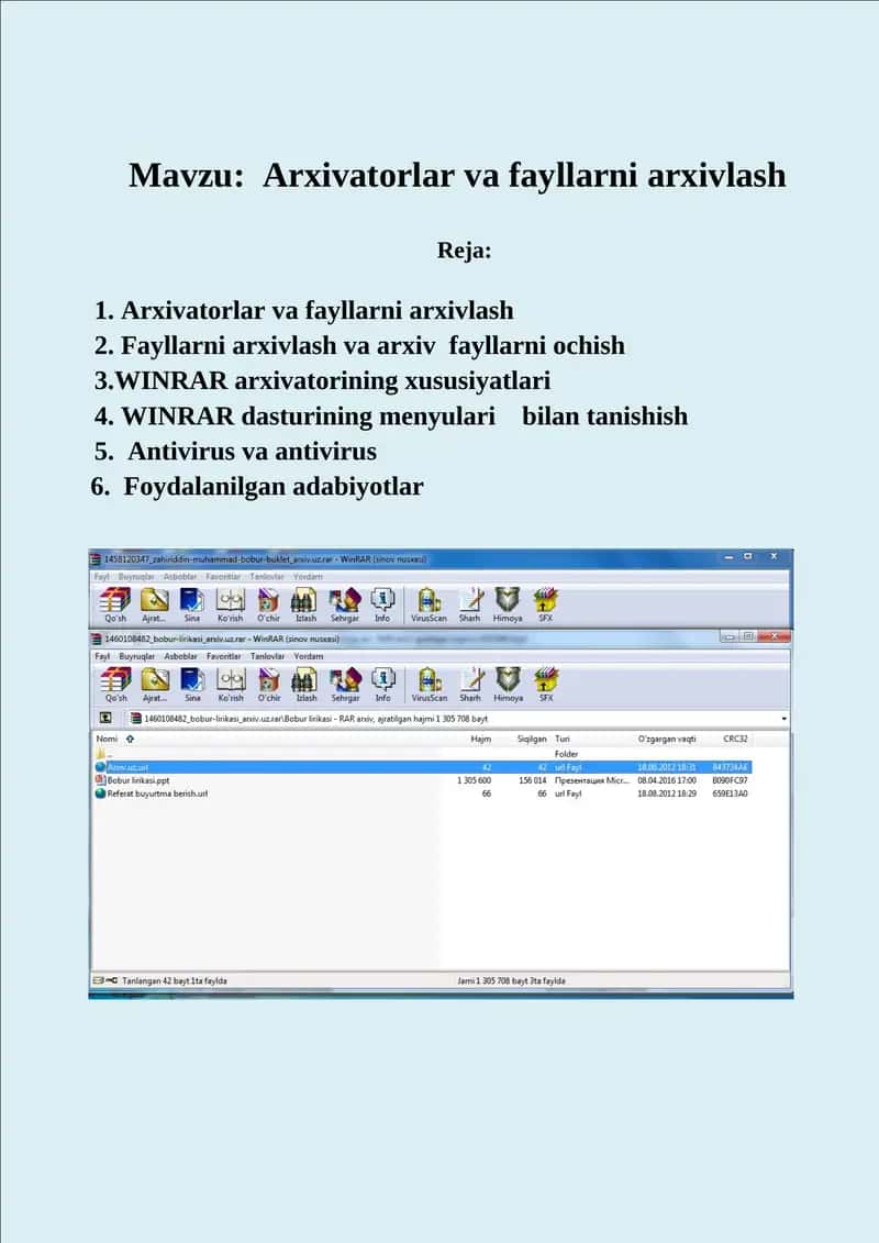 Arxivatorlar va fayllarni arxivlash