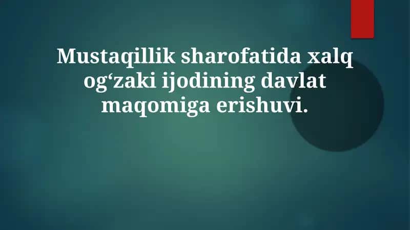Xalq Ogʻzak Ijodining Davlat Maqomiga Erishishi