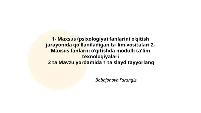 Maxsus (psixologiya) fanlarini o‘qitish jarayonida qo'llaniladigan ta`lim vositalari