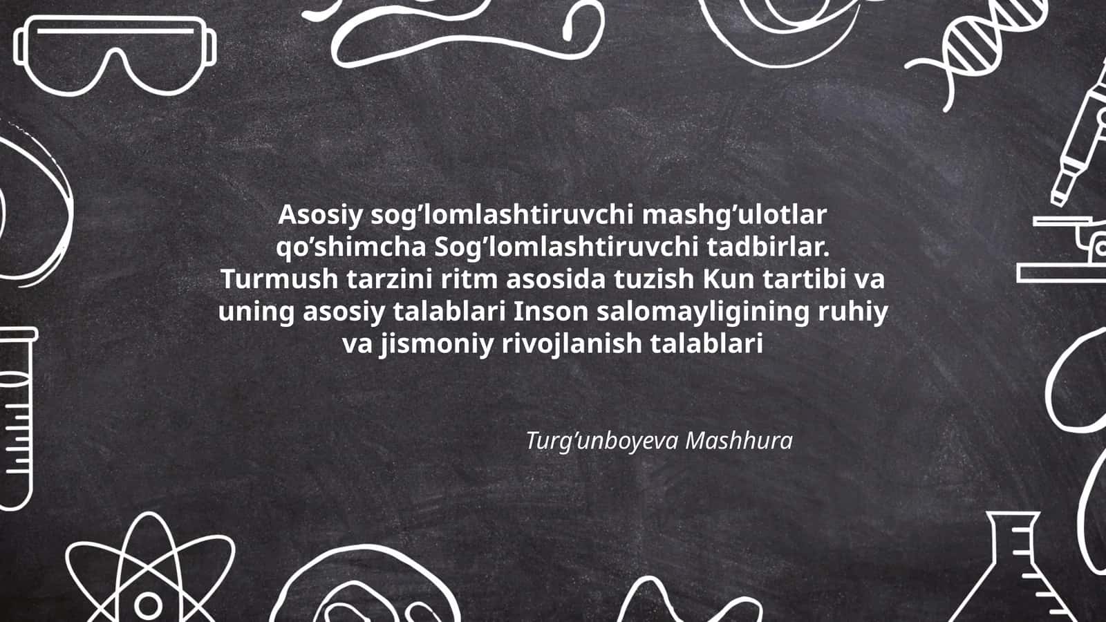 Asosiy sog’lomlashtiruvchi mashg’ulotlar qo’shimcha Sog’lomlashtiruvchi tadbirlar