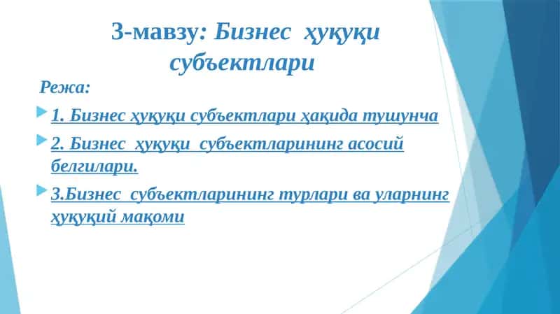 Бизнесҳуқуқи субъектлари