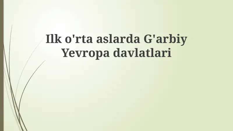 G'arbiy Yevropa davlatlarining ilk o'rta asrlari