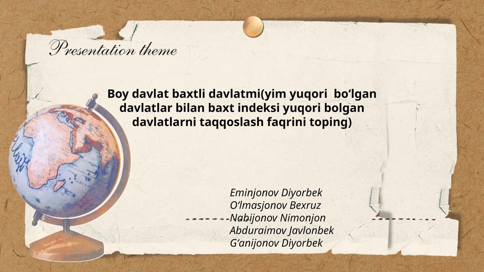 Boy davlat baxtli davlatmi(yim yuqori boʻlgan davlatlar bilan baxt indeksi yuqori bolgan davlatlarni taqqoslash faqrini toping